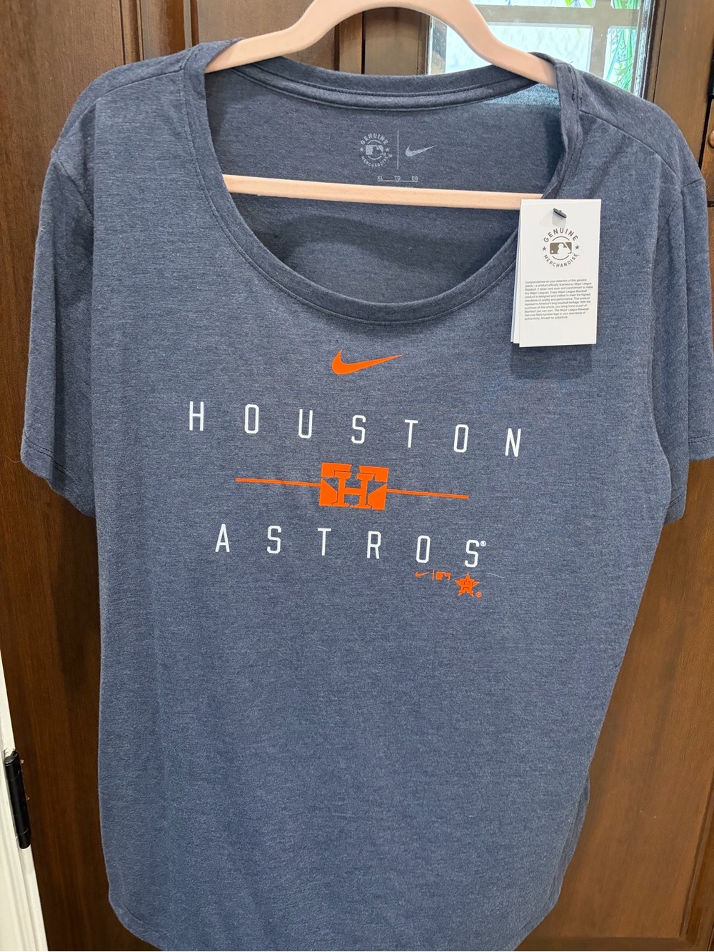Nike Women's Heathered Navy Houston Astros Logo Tee with Orange Accents - NWT